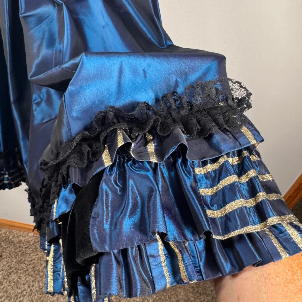Recollections Victorian Steampunk Blue Taffeta Lace 2 Piece Skirt Set Womens S